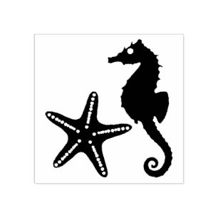 Seepferd & Star Fish Silhouette Gummistempel