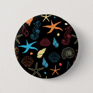 Seepferd Starfish Seashells Ocean Life Button