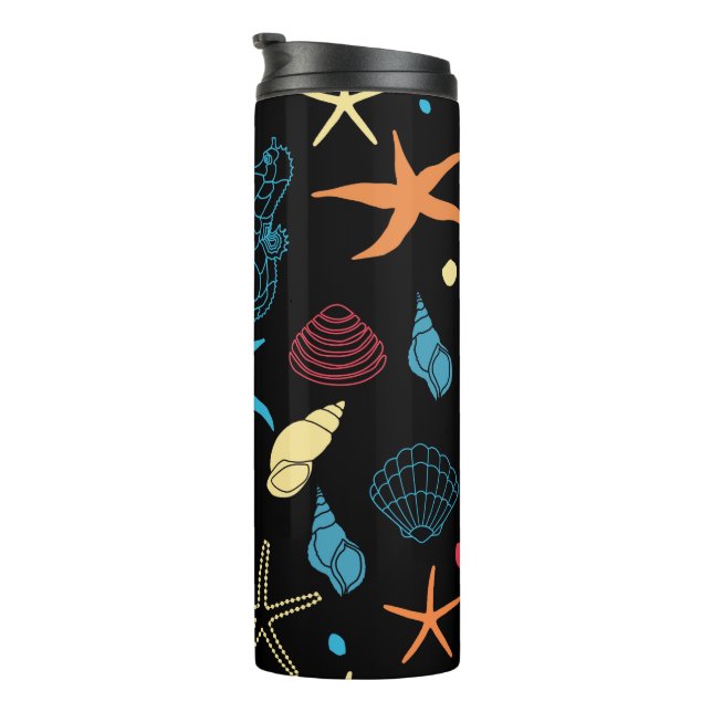 Seepferd Starfish Seashells Ocean Life Thermosbecher (Nach rechts gedreht)