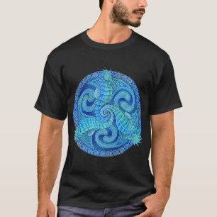 Seepferd Triskele Blau keltisches Mandala T-Shirt