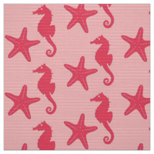 Seepferd u. Starfish - Schatten des korallenroten Stoff