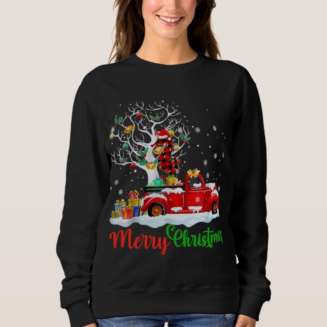 Seepferd über Red Truck Weihnachten Pajama Funny X Sweatshirt (Vorderseite)