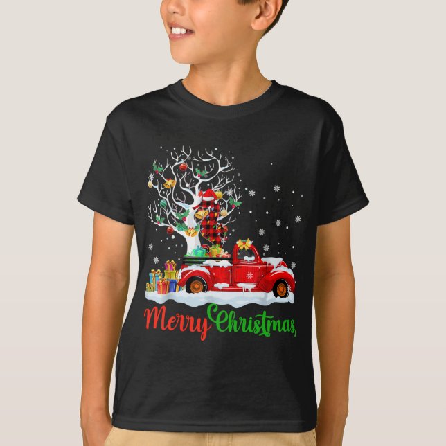 Seepferd über Red Truck Weihnachten Pajama Funny X T-Shirt (Vorderseite)