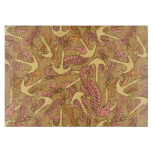 Seepferd und Ankermuster Schneidebrett