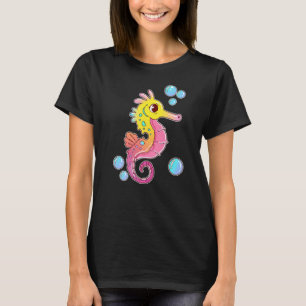 Seepferd und Blasen Unterwasserstrand T-Shirt