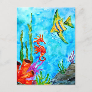 Seepferd- und Fischbuddies Postkarte