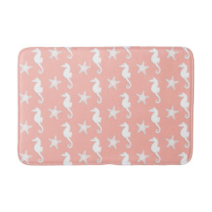 Seepferd und Seestern - Light Coral Pink Badematte