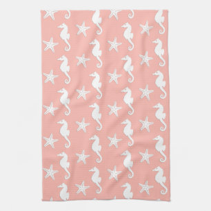 Seepferd und Seestern - Light Coral Pink Handtuch