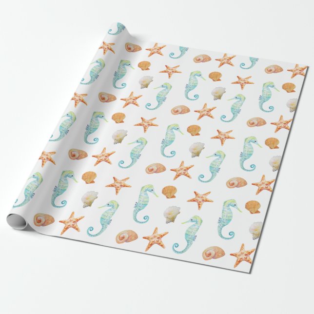 Seepferd und Starfish Geschenkpapier (Ungerollt)