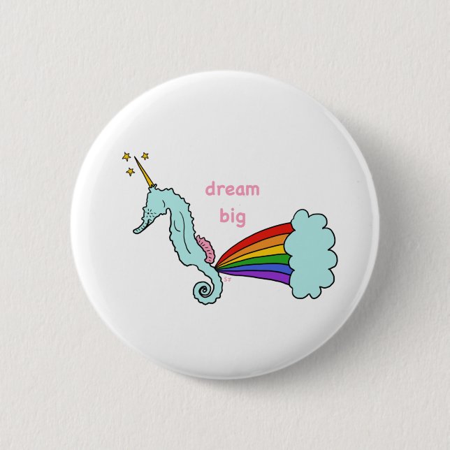 Seepferd-Unicorn-Traumschaltfläche Button (Vorderseite)