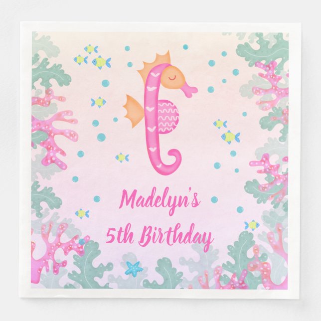 Seepferd unter dem Meer Geburtstag Serviette (Vorderseite)