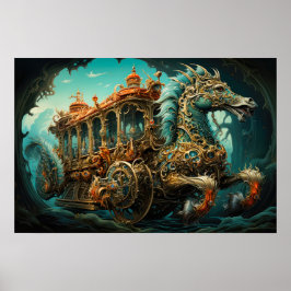 Seepferd Verzierte Beförderung von Reisenden Poster