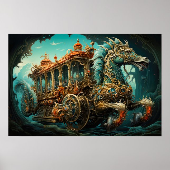 Seepferd Verzierte Beförderung von Reisenden Poster (Vorne)