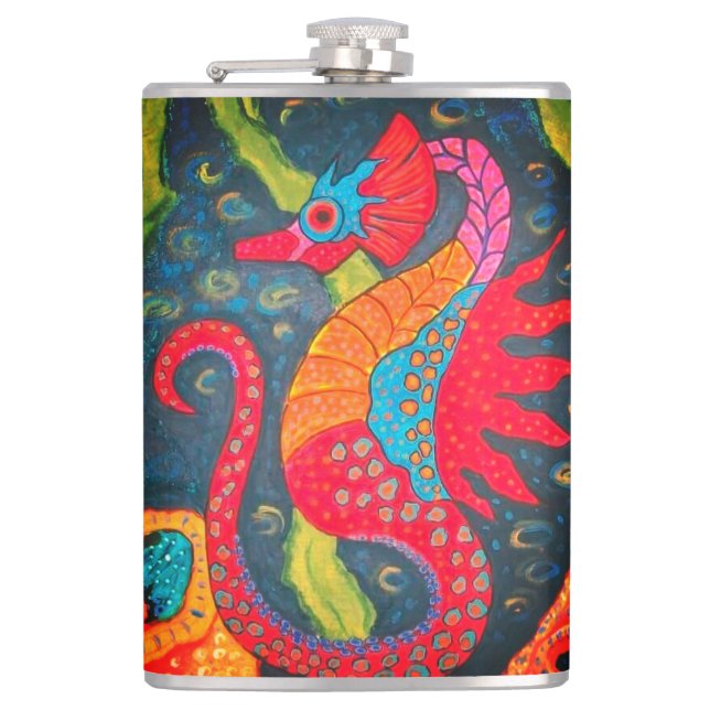 Seepferd Vinyl Wrapped Flask Flachmann (Vorderseite)