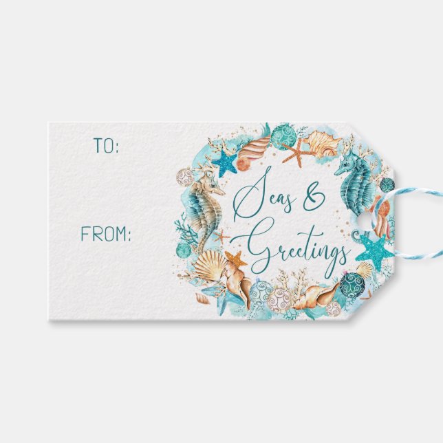 Seepferd VON KÜSTENSEEN UND -GREETINGS Geschenkanhänger (Vorderseite (Horizontal))