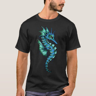 Seepferd Wasserfarbe blau T-Shirt