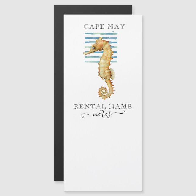 Seepferd WASSERFARBE, STRANDSTADT, CAPE KANN NOTIE Magnetkarte (Vorne/Hinten)