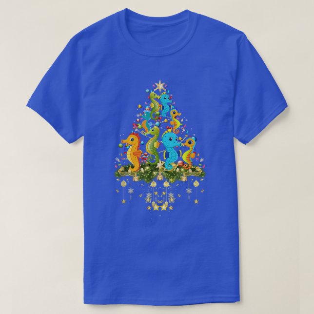 Seepferd Weihnachtsbaum Lichter Urlaub Seepferd Lo T-Shirt (Design vorne)