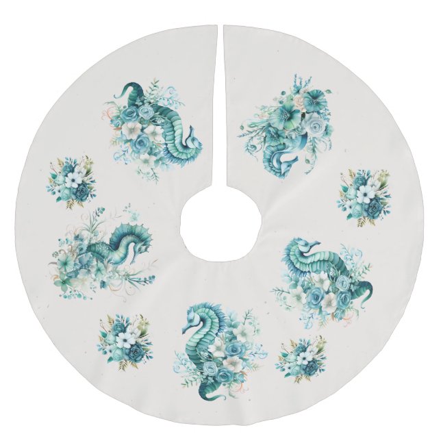 Seepferd Weihnachtsbaumrock Polyester Weihnachtsbaumdecke (Vorderseite)