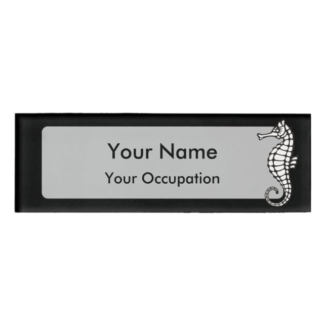 Seepferd White Namenschild (Vorderseite)