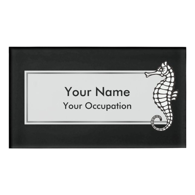 Seepferd White Namenschild (Vorderseite)