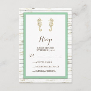 Seepferd Whitewusal Wood Beach Hochzeit UAWG RSVP Karte