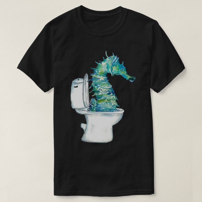 Seepferd Zahnbürste Wasserfarbe T-Shirt (Design vorne)