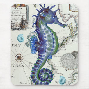 Seepferdchen Alte Karte Mousepad