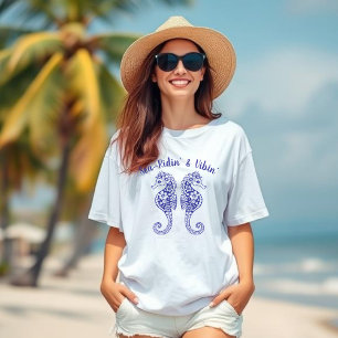 Seepferdchen-Fischer Core-Hawaiianisch Tropisch-Bl T-Shirt