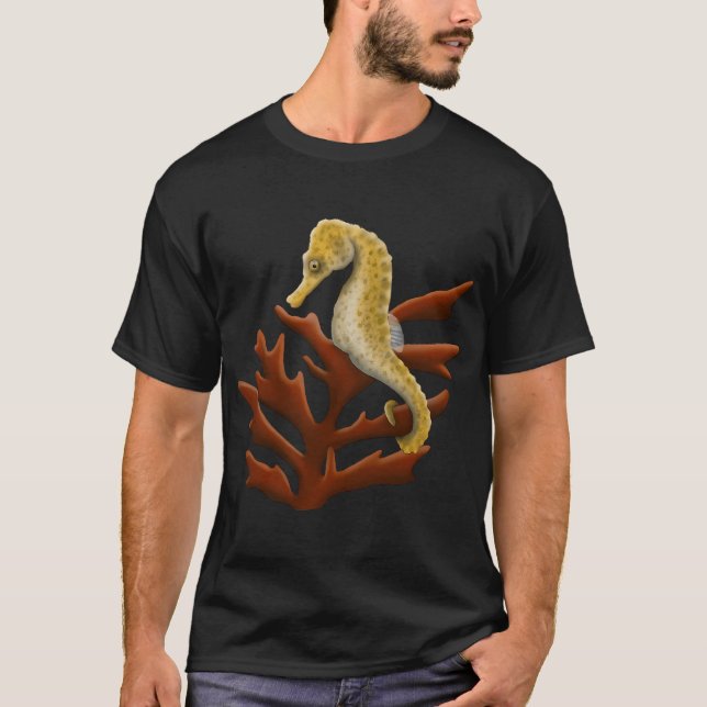 Seepferdchen hält Seetang-Gemälde T-Shirt (Vorderseite)