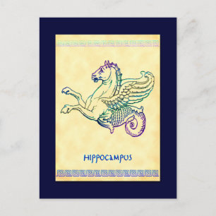 Seepferdchen Hippocampus Vintage Kunst Postkarte
