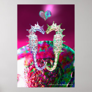 SEEPFERDCHEN IN LIEBE PINK FUCHSIA PERLMUTT POSTER
