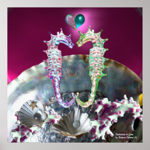 SEEPFERDCHEN IN LIEBE, ROSA BLAU PERLMUTT POSTER