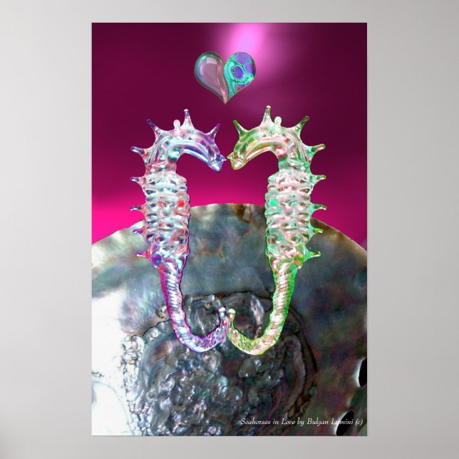 SEEPFERDCHEN IN LIEBE ROSA FUCHSIA PERLMUTT POSTER (Vorne)