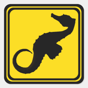 Seepferdchen-Kreuzung ! Quadratischer Aufkleber