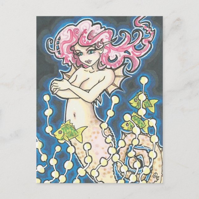 Seepferdchen Mermaid Fantasy Kunst, Dichtung und M Postkarte (Vorderseite)