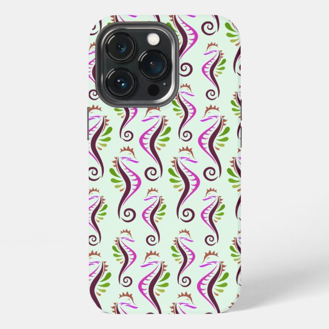 Seepferdchen Nahtloses Muster  iPhone Hülle (Hinten)