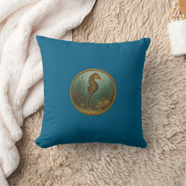 Seepferdchen Ozean Blau Kissen (Decke)