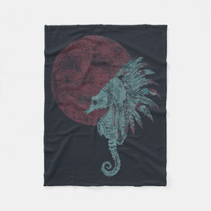 Seepferdchen roter Mond Fleecedecke