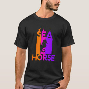 Seepferdchen Tier Regenbogen Blase Mit Silhouette T-Shirt