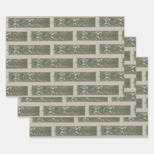 Seepferdchen und Seetang, Vintage Art Nouveau Geschenkpapier Set