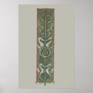 Seepferdchen und Seetang, Vintage Art Nouveau Poster