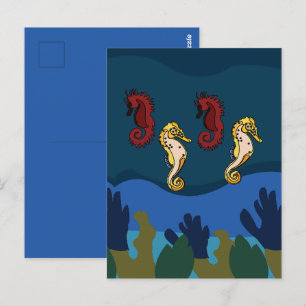 Seepferdchen unter dem Meer Ozean Strand Postkarte
