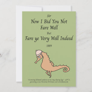 Seepferdchen viktorianischer Urlaubswagen Feiertagskarte