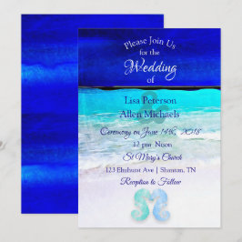 Seepferde am Meer Blue Beach Hochzeitseinladungen Einladung