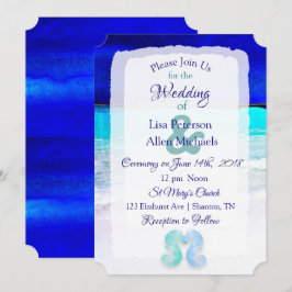 Seepferde am Meer Blue Beach Hochzeitseinladungen Einladung