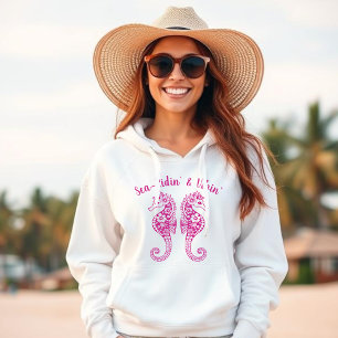Seepferde-Fischer-Core-Hawaiisch-tropisch-rosa Hoodie