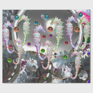 SEEPFERDE IN DER LIEBE, PINKEN AQUAMARIN BLAUEN MU GESCHENKPAPIER