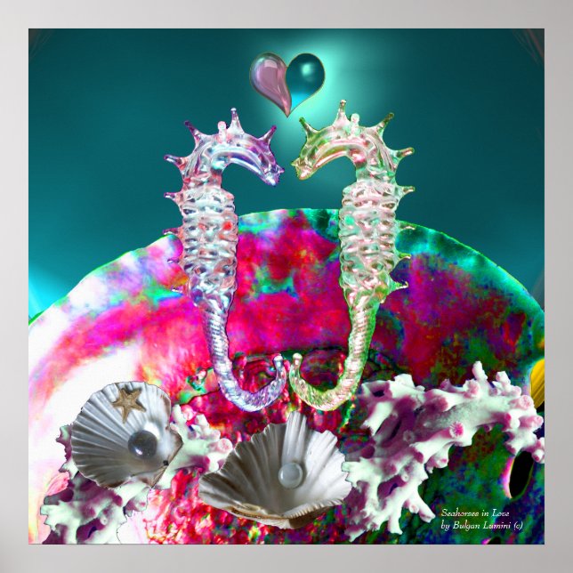 SEEPFERDE IN DER LIEBE, PINKEN AQUAMARIN BLAUEN MU POSTER (Vorne)