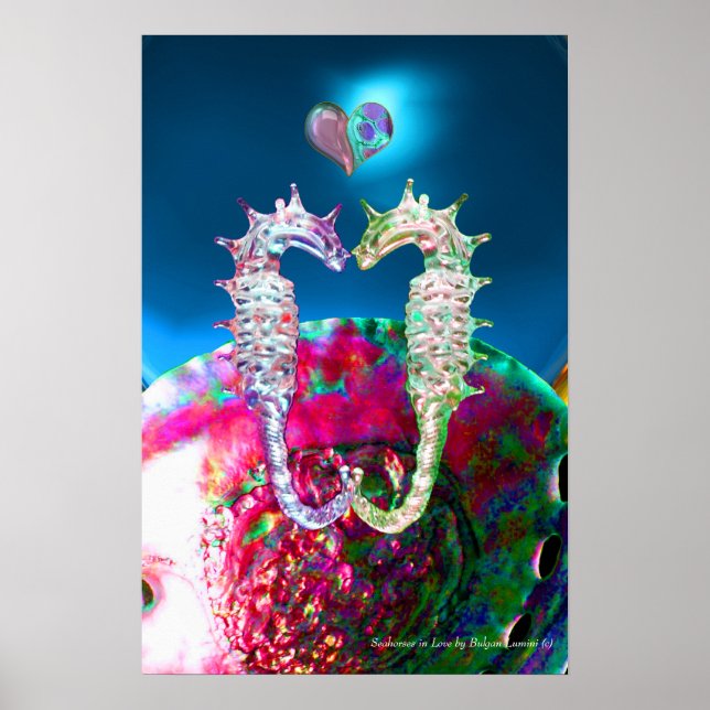 SEEPFERDE IN DER LIEBE UND PINKBLAU MUTTER VON PFL POSTER (Vorne)